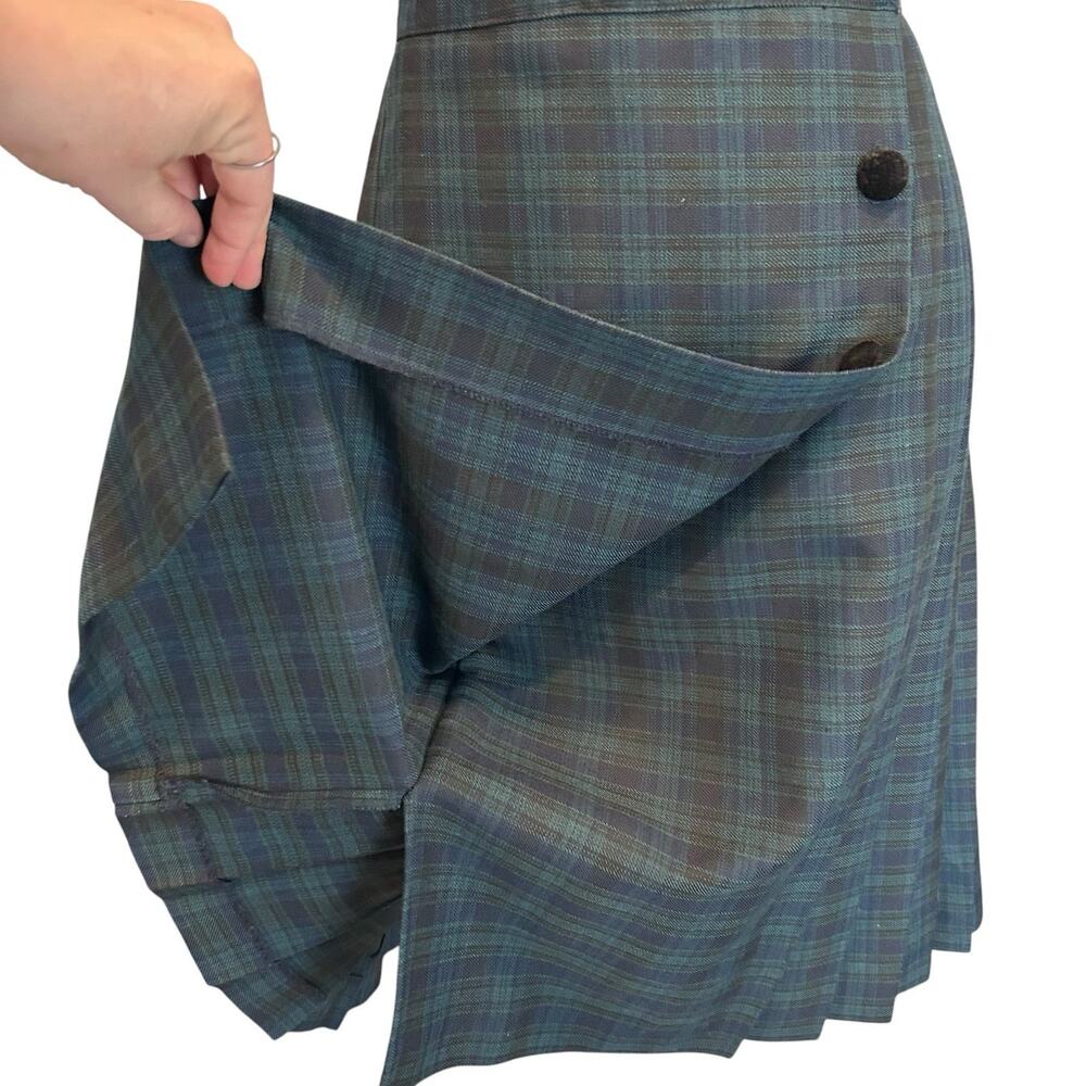 Vintage 90s Plaid Wrap Skirt Sz Medium Preppy Academia - Picture 6 of 13